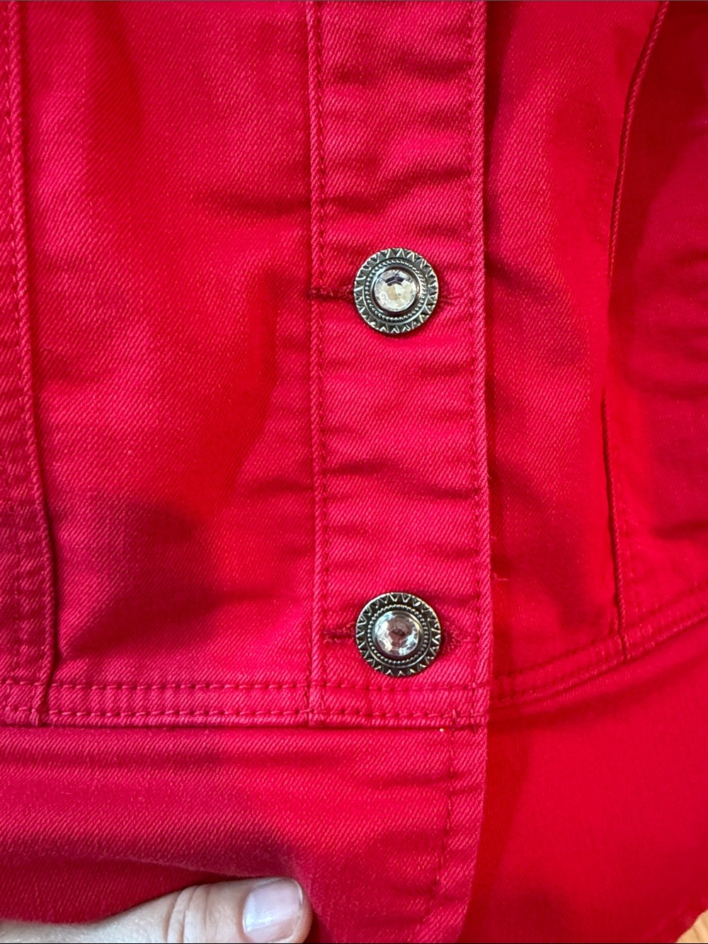 Red Jean Jacket special buttons